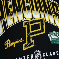 Men Mitchell & Ness T-Shirts & Tops-Winter Classic Logo Fade Crew Pittsburgh Penguins
