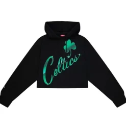 Woman Mitchell & Ness Hoodies & Sweatshirts-Womens Big Face 4.0 Crop Hoodie Boston Celtics