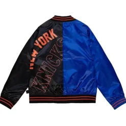 Woman Mitchell & Ness Jackets & Outerwear-Womens Big Face Satin Jacket 5.0 New York Knicks