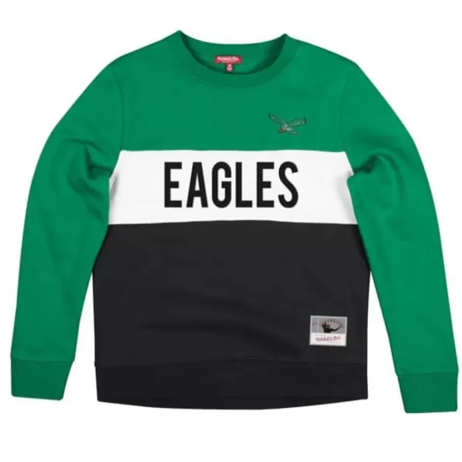 Woman Mitchell & Ness Hoodies & Sweatshirts-Women'S Color Block Crew 2.0 Philadelphia Eagles