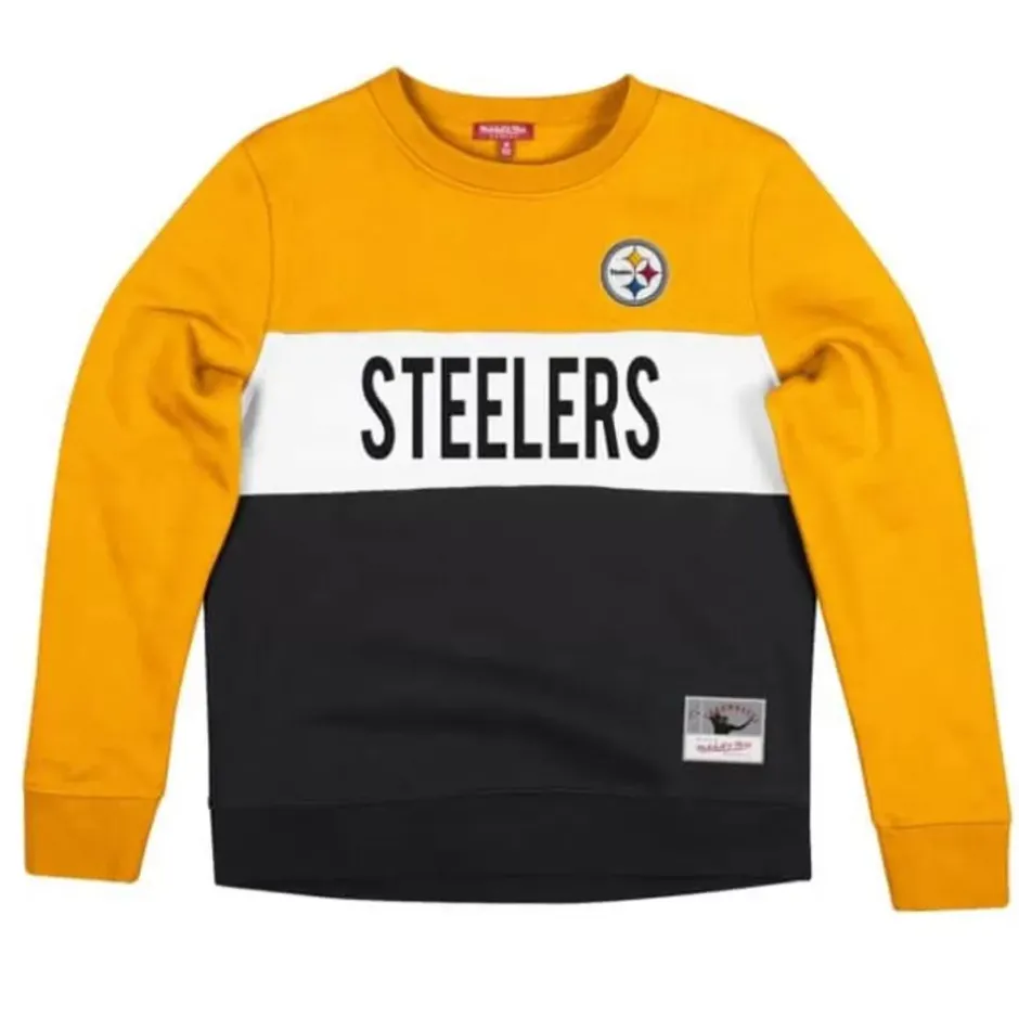 Woman Mitchell & Ness Hoodies & Sweatshirts-Women'S Color Block Crew 2.0 Pittsburgh Steelers