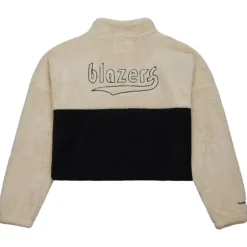 Woman Mitchell & Ness Hoodies & Sweatshirts-Womens Cozyfield Half Zip Pullover Portland Trail Blazers