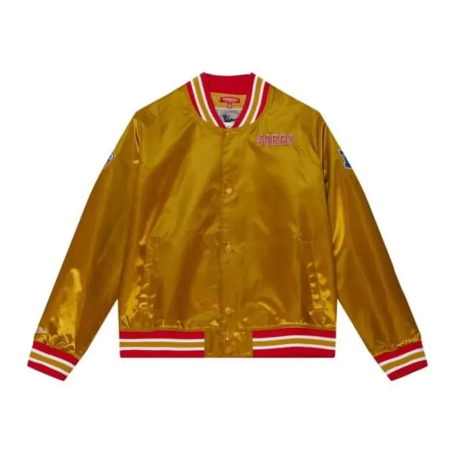 Men Mitchell & Ness Jackets & Outerwear-Womens Lightweight Satin Jacket San Francisco 49Ers