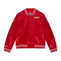 Men Mitchell & Ness Jackets & Outerwear-Womens Lightweight Satin Jacket San Francisco 49Ers