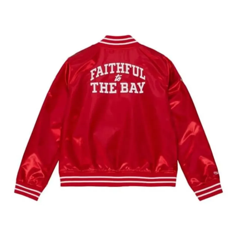 Men Mitchell & Ness Jackets & Outerwear-Womens Lightweight Satin Jacket San Francisco 49Ers