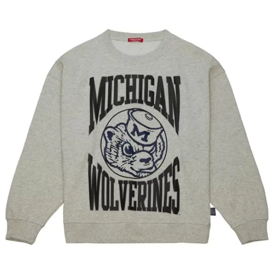 Men Mitchell & Ness Hoodies & Sweatshirts-Women'S Logo Lightweight Crew 3.0 University Of Michigan