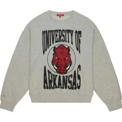 Woman Mitchell & Ness Hoodies & Sweatshirts-Women'S Logo Lightweight Crew 3.0 University Of Arkansas
