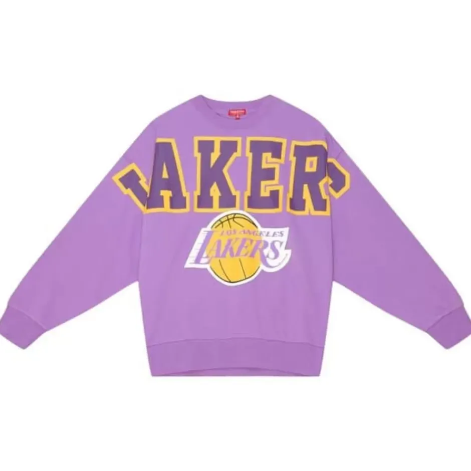 Men Mitchell & Ness Hoodies & Sweatshirts-Womens Logo Lightweight Fleece Los Angeles Lakers