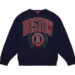 Woman Mitchell & Ness Hoodies & Sweatshirts-Womens Logo Lt Crew 2.0 Boston Red Sox