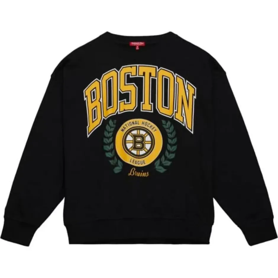 Woman Mitchell & Ness Hoodies & Sweatshirts-Womens Logo Lt Crew 2.0 Boston Bruins