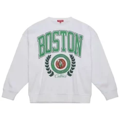 Woman Mitchell & Ness Hoodies & Sweatshirts-Womens Logo Lt Crew 2.0 Boston Celtics