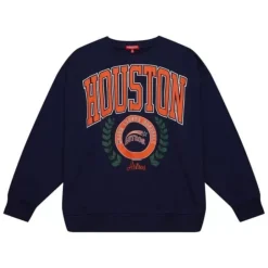 Woman Mitchell & Ness Hoodies & Sweatshirts-Womens Logo Lt Crew 2.0 Houston Astros