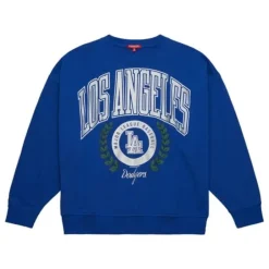 Woman Mitchell & Ness Hoodies & Sweatshirts-Womens Logo Lt Crew 2.0 Los Angeles Dodgers