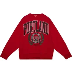 Woman Mitchell & Ness Hoodies & Sweatshirts-Womens Logo Lt Crew 2.0 Portland Trail Blazers