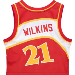 Woman Mitchell & Ness T-Shirts & Tops-Womens N&N Crop Tank Atlanta Hawks 1986 Dominique Wilkins