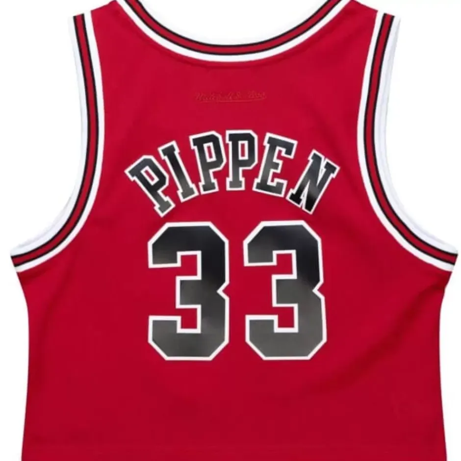 Woman Mitchell & Ness T-Shirts & Tops-Womens N&N Crop Tank Chicago Bulls 1997 Scottie Pippen