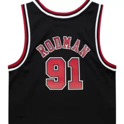 Woman Mitchell & Ness T-Shirts & Tops-Womens N&N Crop Tank Chicago Bulls 1997 Dennis Rodman