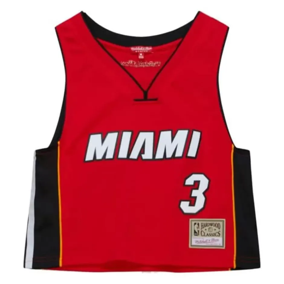 Woman Mitchell & Ness T-Shirts & Tops-Womens N&N Crop Tank Miami Heat 2005 Dwyane Wade