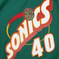 Woman Mitchell & Ness T-Shirts & Tops-Womens N&N Crop Tank Seattle Supersonics 1995 Shawn Kemp