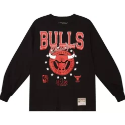 Woman Mitchell & Ness T-Shirts & Tops-Womens Oversized Ls Tee Chicago Bulls
