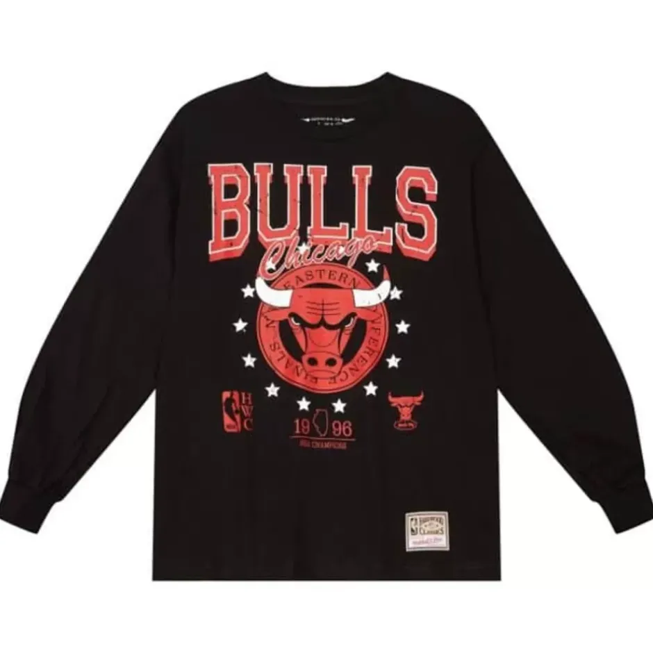 Woman Mitchell & Ness T-Shirts & Tops-Womens Oversized Ls Tee Chicago Bulls