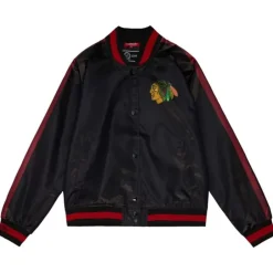 Woman Mitchell & Ness Jackets & Outerwear-Women'S Raglan Satin Jacket Chicago Blackhawks