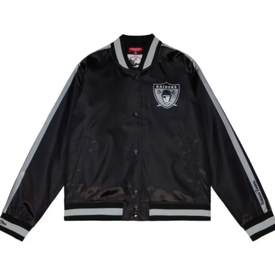 Woman Mitchell & Ness Jackets & Outerwear-Women'S Raglan Satin Jacket Oakland Raiders