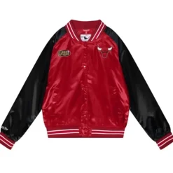 Woman Mitchell & Ness Jackets & Outerwear-Womens Satin Jacket 2.0 Chicago Bulls