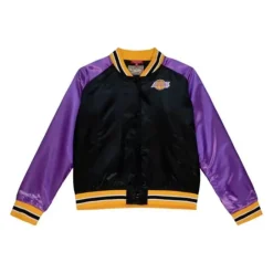 Woman Mitchell & Ness Jackets & Outerwear-Womens Satin Jacket 2.0 Los Angeles Lakers