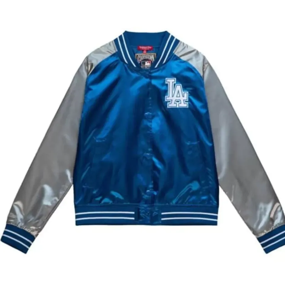 Woman Mitchell & Ness Jackets & Outerwear-Womens Satin Jacket 2.0 Los Angeles Dodgers