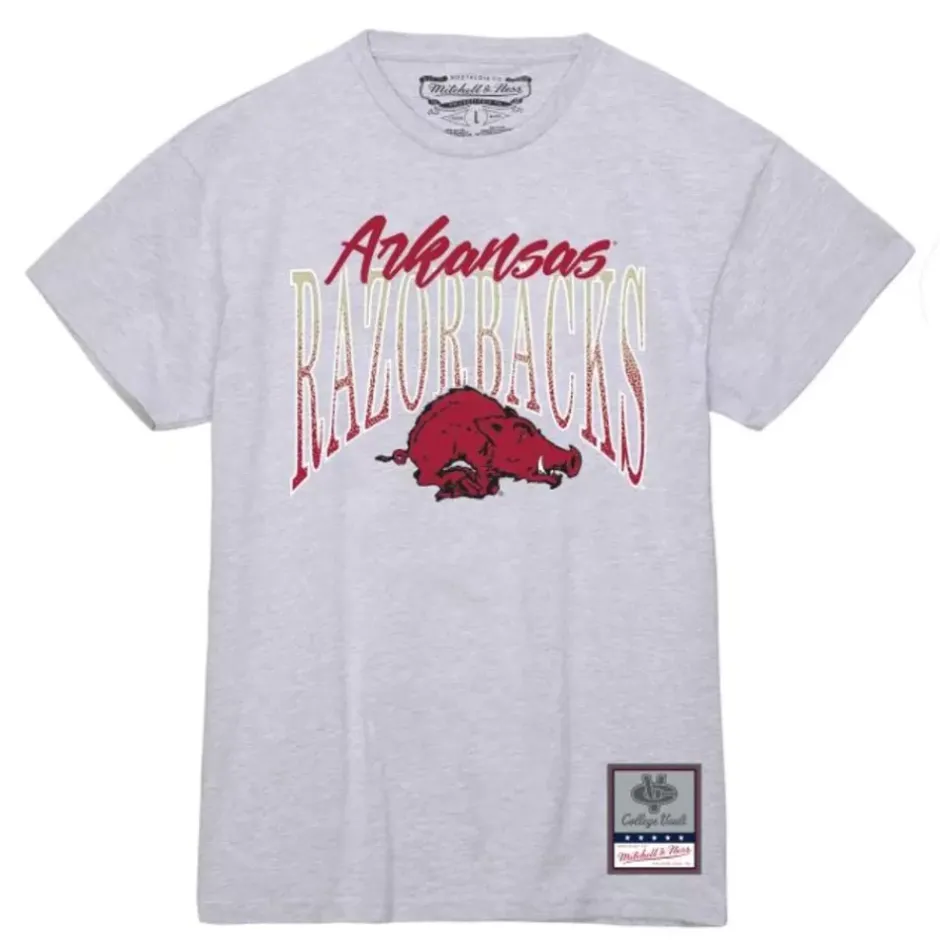 Woman Mitchell & Ness T-Shirts & Tops-Women'S Script Arc Tee University Of Arkansas