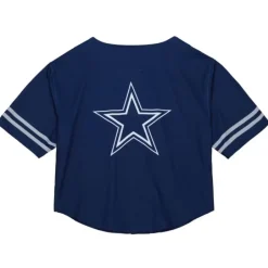 Woman Mitchell & Ness T-Shirts & Tops-Women'S Ss Button Crop Dallas Cowboys
