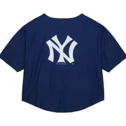 Woman Mitchell & Ness T-Shirts & Tops-Women'S Ss Button Crop New York Yankees