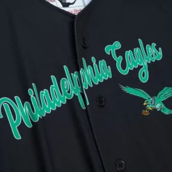 Woman Mitchell & Ness T-Shirts & Tops-Women'S Ss Button Crop Philadelphia Eagles