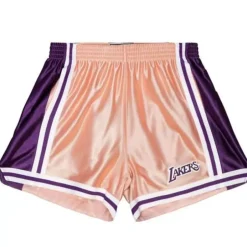 Woman Mitchell & Ness Shorts-Womens 75Th Anniversary Rose Gold Shorts Los Angeles Lakers