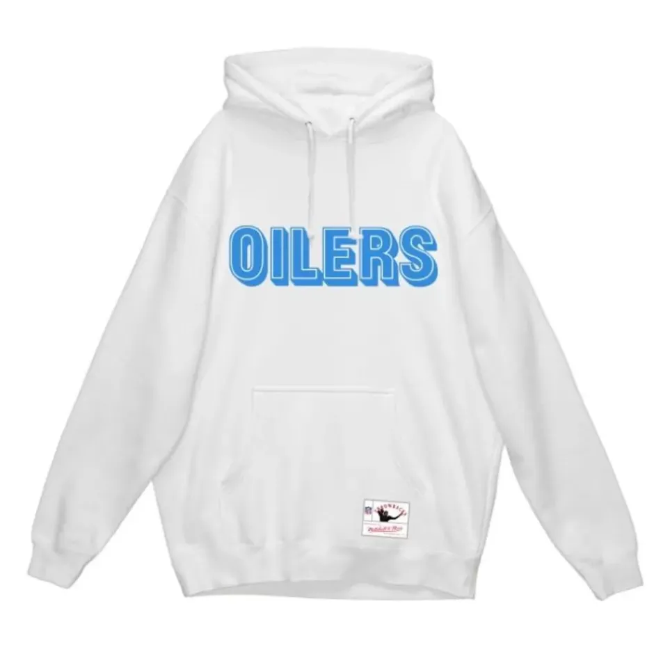 Men Mitchell & Ness Hoodies & Sweatshirts-Wordmark 1 Hoodie Houston Oilers