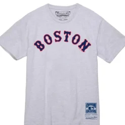 Men Mitchell & Ness T-Shirts & Tops-Wordmark 1 Tee Boston Red Sox