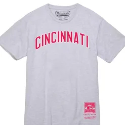 Men Mitchell & Ness T-Shirts & Tops-Wordmark 2 Tee Cincinnati Reds