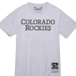 Men Mitchell & Ness T-Shirts & Tops-Wordmark 1 Tee Colorado Rockies