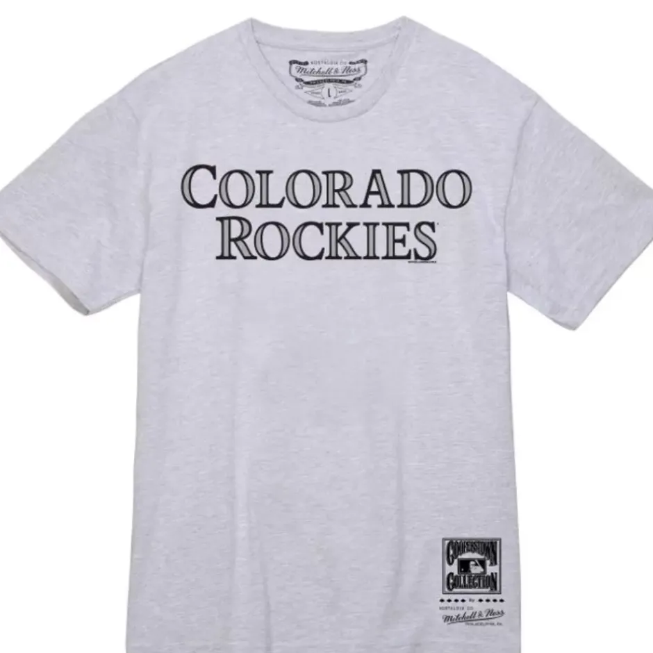 Men Mitchell & Ness T-Shirts & Tops-Wordmark 1 Tee Colorado Rockies