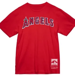 Men Mitchell & Ness T-Shirts & Tops-Wordmark 2 Tee Los Angeles Angels