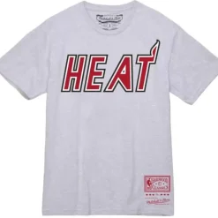 Men Mitchell & Ness T-Shirts & Tops-Wordmark 1 Tee Miami Heat