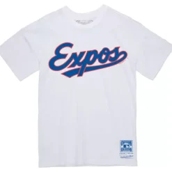 Men Mitchell & Ness T-Shirts & Tops-Wordmark 2 Tee Montreal Expos