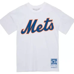 Men Mitchell & Ness T-Shirts & Tops-Wordmark 2 Tee New York Mets