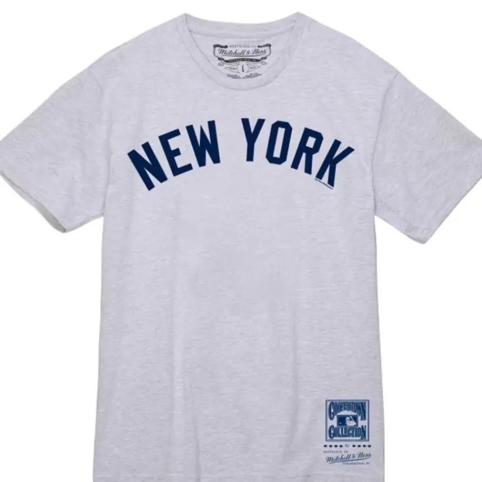 Men Mitchell & Ness T-Shirts & Tops-Wordmark 1 Tee New York Yankees