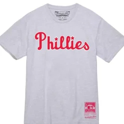 Men Mitchell & Ness T-Shirts & Tops-Wordmark 1 Tee Philadelphia Phillies
