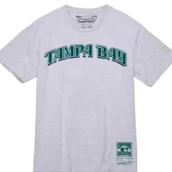 Men Mitchell & Ness T-Shirts & Tops-Wordmark 2 Tee Tampa Bay Rays
